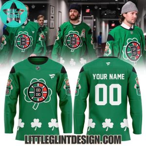 Boston Bruins St Patrick’s Day 2025 Custom Name Limited Edition Hockey Jersey