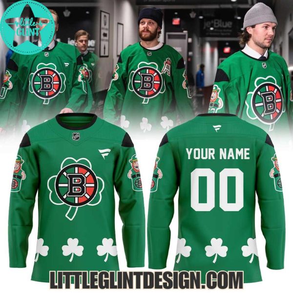 Boston Bruins St Patrick’s Day 2025 Custom Name Limited Edition Hockey Jersey