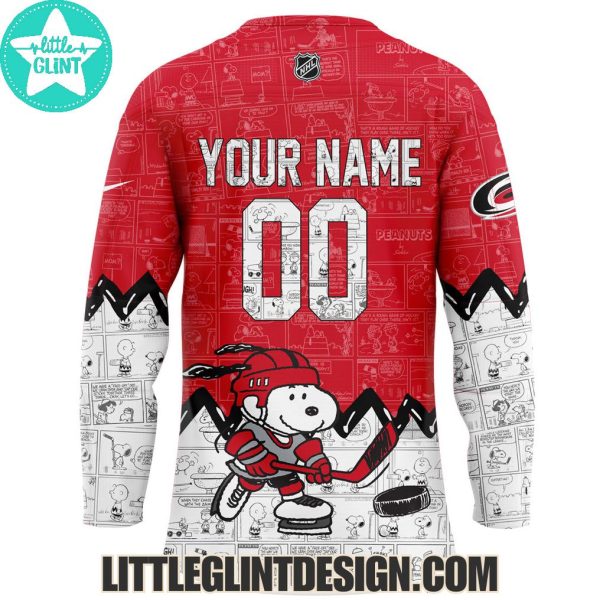 Carolina Hurricanes Happines Is 75 Year Of Peanuts 2025 Custom Name Special Edition Hockey Jersey