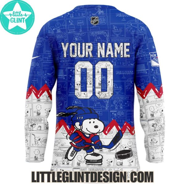 New York Rangers Happines Is 75 Year Of Peanuts 2025 Custom Name Special Edition Hockey Jersey