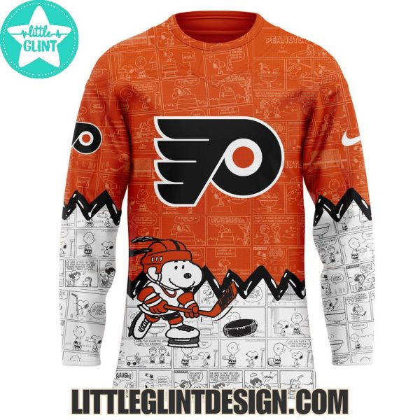 Philadelphia Flyers Happines Is 75 Year Of Peanuts 2025 Custom Name Special Edition Hockey Jersey