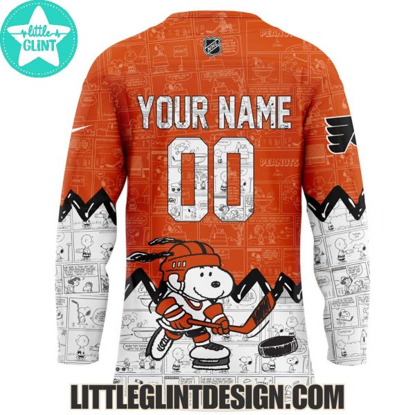 Philadelphia Flyers Happines Is 75 Year Of Peanuts 2025 Custom Name Special Edition Hockey Jersey