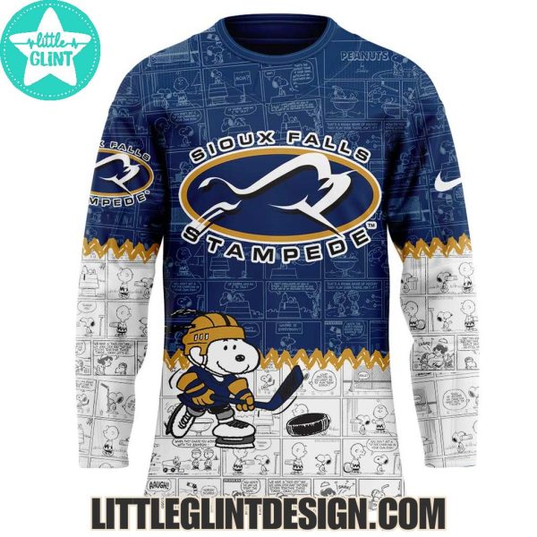 Sioux Falls Stampede Happiness Is 75 Years Of Peanuts 2025 Special Edition Hockey Jersey